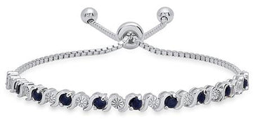 Sterling Silver Sapphire & Diamond Infinity Bolo Bracelet SDM-11319